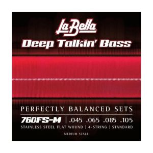 La Bella 760FS-M Deep Talkin' Stainless Steel Flat Wound Standard Medium Scale Bass Guitar String 45-105