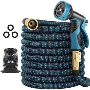 150 ft Expandable Garden Hose - 2025 New Kink Free Flexible Water Hose 150ft with 10 Pattern Spray Nozzle, 3/4 Solid Brass Connectors, Retractable Latex Core - Lightweight Expanding Hose